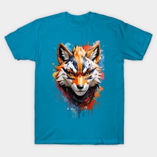 Kitsune fox mask, Japanese wave T-Shirt